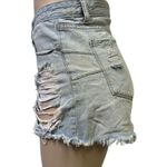 Gogo Jeans High Rise Light Wash Distressed Ripped Blue Jean Shorts 33 Juniors 17 Photo 3