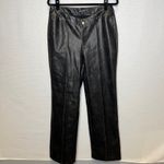 Pretty Little Thing  Black Faux Leather Straight Leg Pants Women's Size US 8 Photo 2