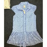 Anthropologie Maeve Cap Sleeve Button Front Romper Size Small Blue Photo 4