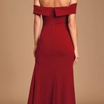 Lulus NEW Song of Love Wine Red Off-the-Shoulder Maxi Dress Gown Slit Size Small Photo 2