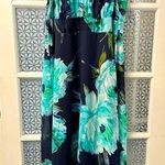 R & K navy teal floral chiffon maxi dress plus 16w Photo 0