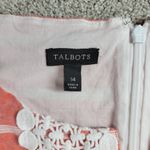 Talbots  Womens Dress 14 Orange White Striped Linen Blend Sleeveless Lace Crochet Photo 2