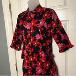 carole little Vintage  red & pink floral 2 piece set button up shirt pants size 4 Photo 10