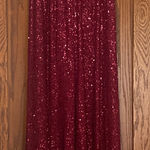 Lulus  Burgundy Sequin Wide Leg Pants Photo 0