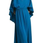 Sachin + Babi  Size 2 NWT Moroccan Blue Crepe Embroidered Wren Cape Maxi Gown Photo 0