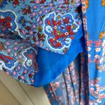 Sandro  Plunging V neck blue‎ floral Mason dress size 34 boho romantic high low Photo 6