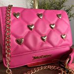 Juicy Couture Colorful Love Quilted Heart Stud Flap Crossbody Bag Pink NW Photo 3
