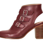 Topshop Burgundy Heeled Booties Cutout Buckle Accents Ankle Boots Photo 0