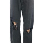 Princess Polly Women's Black Straight High Waist Distressed Denim Jeans Pants 6 Photo 0