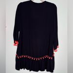 Embroidered Black Tassel Boho Pompoms Detail Mini Dress Womens Hippie Size M Size M Photo 4