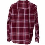 Loft  Outlet womens size xs v-neck maroon pullover long sleeve plaid new with tag Photo 1
