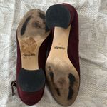 Massimo Dutti Massimo‎ Dutti Maroon Suede Ankle Strap Black Leather Chunky Heels Size 6.5/37 Photo 6