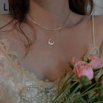 Boutique NEW Women's Opal Moon Pave Diamond Simulant Necklace 925 Silver White 16-18” Photo 9