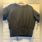 Zella  Women's Sweatshirt Size Small Black short sleeve waist band NWT Photo 0