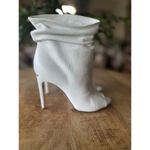 Burberry  Italy White Leather Peep Toe Slouch Booties Stiletto Heels Photo 2