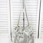 Lily Y2K Satin Studded Drawstring Hobo Shoulder Bag Sage Green Silver Gold Photo 0