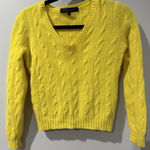 Ralph Lauren $398  Black Label Women's Cable-Knit Cashmere Sweater Sz L‎ Yellow X Photo 0