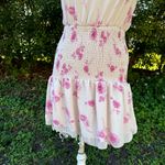 Cider ‎ Women’s Floral Halter Shirred Mini Dress Peach Size M Party Cocktail Photo 3