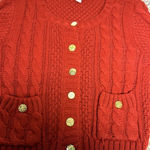 Forever 21  I LOVE H81 Cardigan Womens large Red Cropped Cable Knit  3/4 Sleeves Photo 6