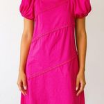 Taylor Tillman Square Neckline Puff Sleeve Mini Dress in Fuchsia Pink Photo 0