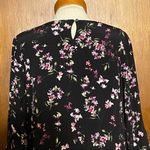 J. Jill Woman's Floral Classic Black 3/4 Sleeved Blouse Size Medium Pink Photo 3