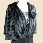 Ice brand Elegant Black Faux Fur Women Shawl. Size 8 Photo 3