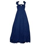 Lulus NWT Women's S Sweetest Entrance Navy Blue Ruffled Tie-Back Maxi Dress Photo 3