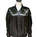 Free People NWOT movement X FP Luxe Satin Bomber Jacket Olive Green XL Photo 0