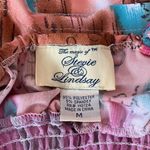 Stevie Lindsay Maxi Dress Pink Brown Turquoise Sleeveless Smocked Boho Size M Photo 2