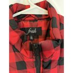 Women's Red Puffer Vest Buffalo Plaid Size Large Fall Winter Festive Casual Barn Photo 5