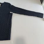 LL Bean Navy Blue Cable Knit Crew Neck Button Cotton Cardigan Sweater Size XL Photo 7