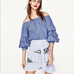 ZARA ✨HP✨ Stripped Embroidered Floral Ruffle Skirt✨ Photo 1