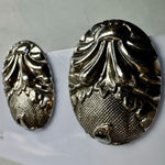 Whiting & Davis Vintage Silver-Tone Oval Statement Clip-On Earrings Photo 1
