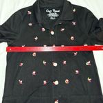 Onque Casuals Christmas Cotton Cardigan Size Large Black Embroidery Santa Button Photo 3