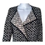 Andrea Jovine  Womens Small Sweater Black Tan Geometric Print Open Front Cardigan Photo 3