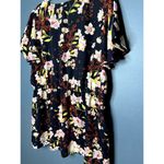 Fourteenth Place Hawaiian Floral Print Button Elastic Waist Bell Sleeve Top Blue Photo 4