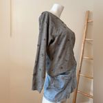 J.Crew Grey Silver Sparkle Beaded Accents Crewneck Sweatshirt Women’s Holiday M Photo 2