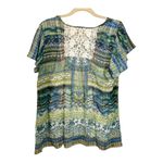 One World  Blouse Women's Size XL Tank Lightweight Sheer Lace Blue Green‎ Photo 1