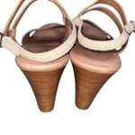 UGG  Lira Mar Cream & Tan Embossed Leather Wedge Sandals Shoes Women’s size 10 Photo 5