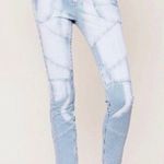 Free People  Pinstripe Moto Skinny Jean Distressed Light Wash 25 Photo 1