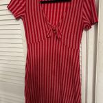 ZARA red striped sailor flare tie knot dress small Photo 2