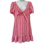 Likely  Pink Yellow White Gingham Tie Front Ruffle Kai Mini Dress size 10 NEW Tag Photo 9