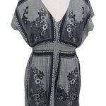 Almost Famous  Gray and Black Boho Top Size Large Smocked Boho Top Photo 0