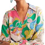 Boden Women’s Size 12 Cream Pink Paisley Silk Lilian Pullover Top Blouse Photo 2