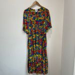 70s Saybury India Cotton Kaftan Tent Dress Gypsy Boho Mumu Pockets Sz M Blue Size M Photo 3