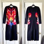 Alexander McQueen Orchid Jacquard Midi Dress Cutouts Medium Black Red Yellow NWT Photo 2