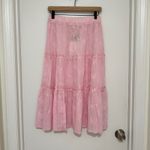 Urban Outfitters  | Baby Pink Feminine Tiered Embroidered Remnants Maxi Skirt, M Photo 3