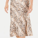 Lucy Paris NWT  Snake Print Midi Skirt Brown‎ Large Photo 0