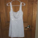 Lulus 154. Know your worth white sequin square neck mini dress size small Photo 4