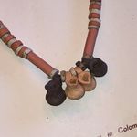 MAKU Handmade Orange Pottery Beaded Boho Necklace and Earring Set Photo 2